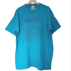 Vintage Cat T Shirt 90s Tee Single Stitch I Learned From My Cat Size XL